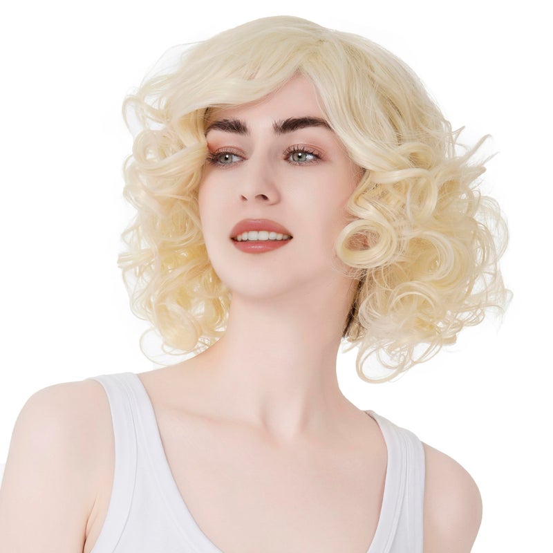 Aimole Women Short Curly Wig Synthetic Hair Cosplay Costume Halloween Party Daily Everyday Wear Wig Heat Resistant (613E) - Image 3